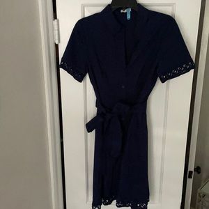 Shoshanna Navy Eyelet Trim Dress - Sz 6